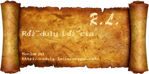 Ráduly Lúcia névjegykártya
